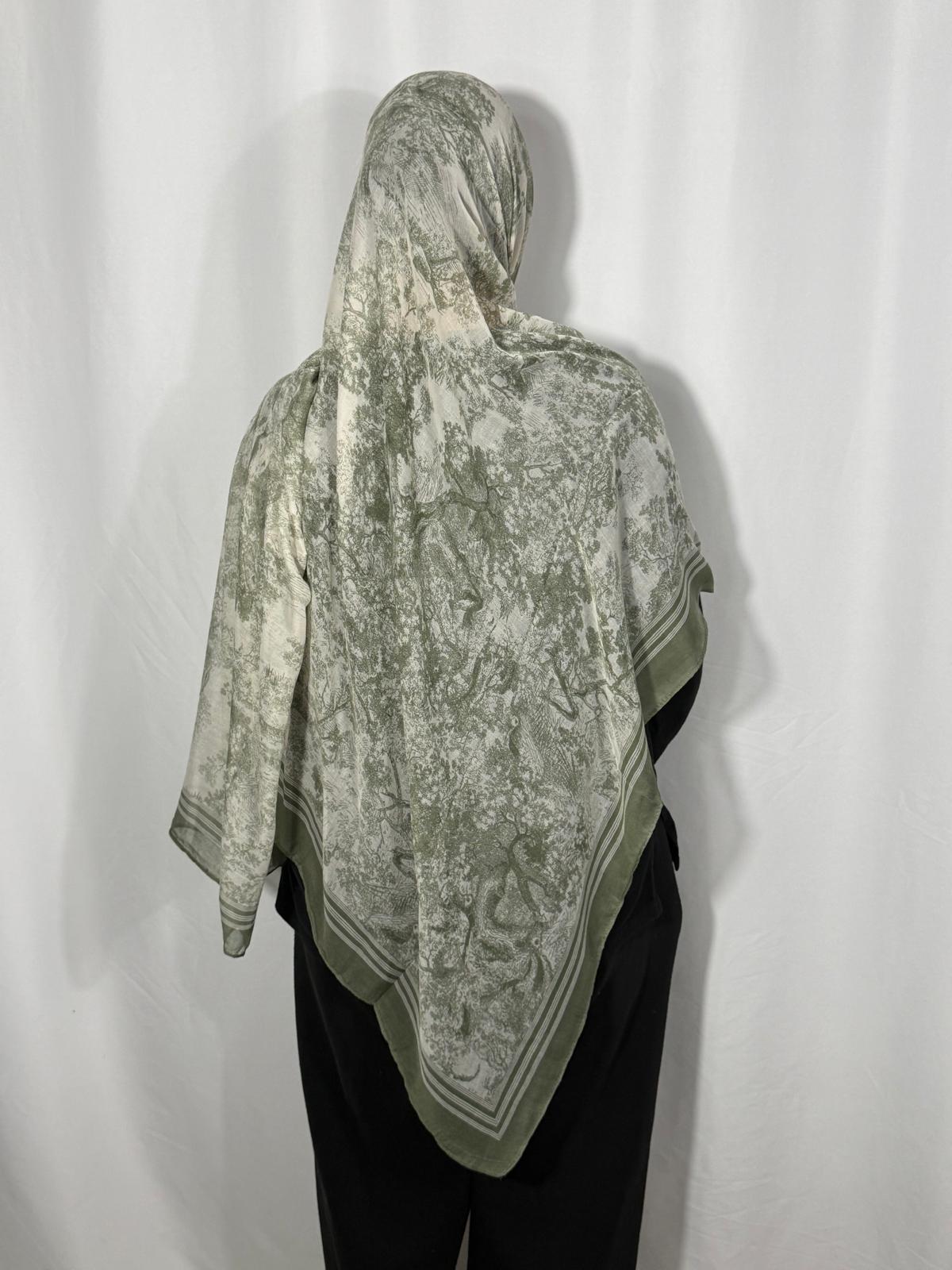 Cotton Blend Floral Border Hijabs
